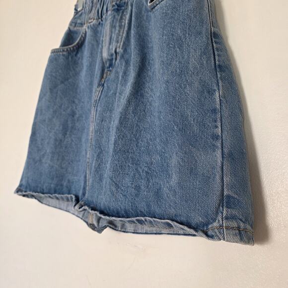 Vintage Y2K Mini Denim Skirt Womens 3 Paperbag Waist Preppy Boho 90s Punk Grunge - Picture 3 of 7